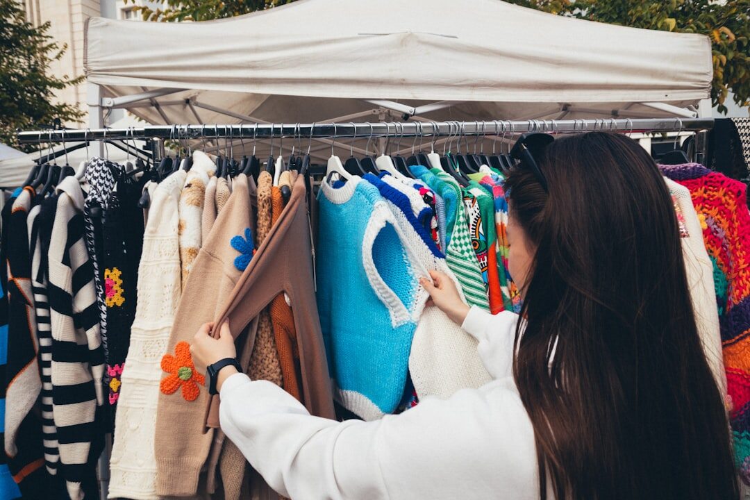 woman choosing sustainable clothes